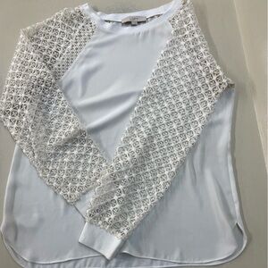 LOFT White Lace Sleeve Top